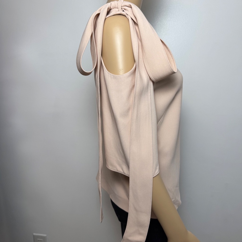 NWT STELLA McCARTNEY Blush Pink V-Neck Blouse Cold Shoulder w Ties, Size S / 4 - Picture 4 of 13